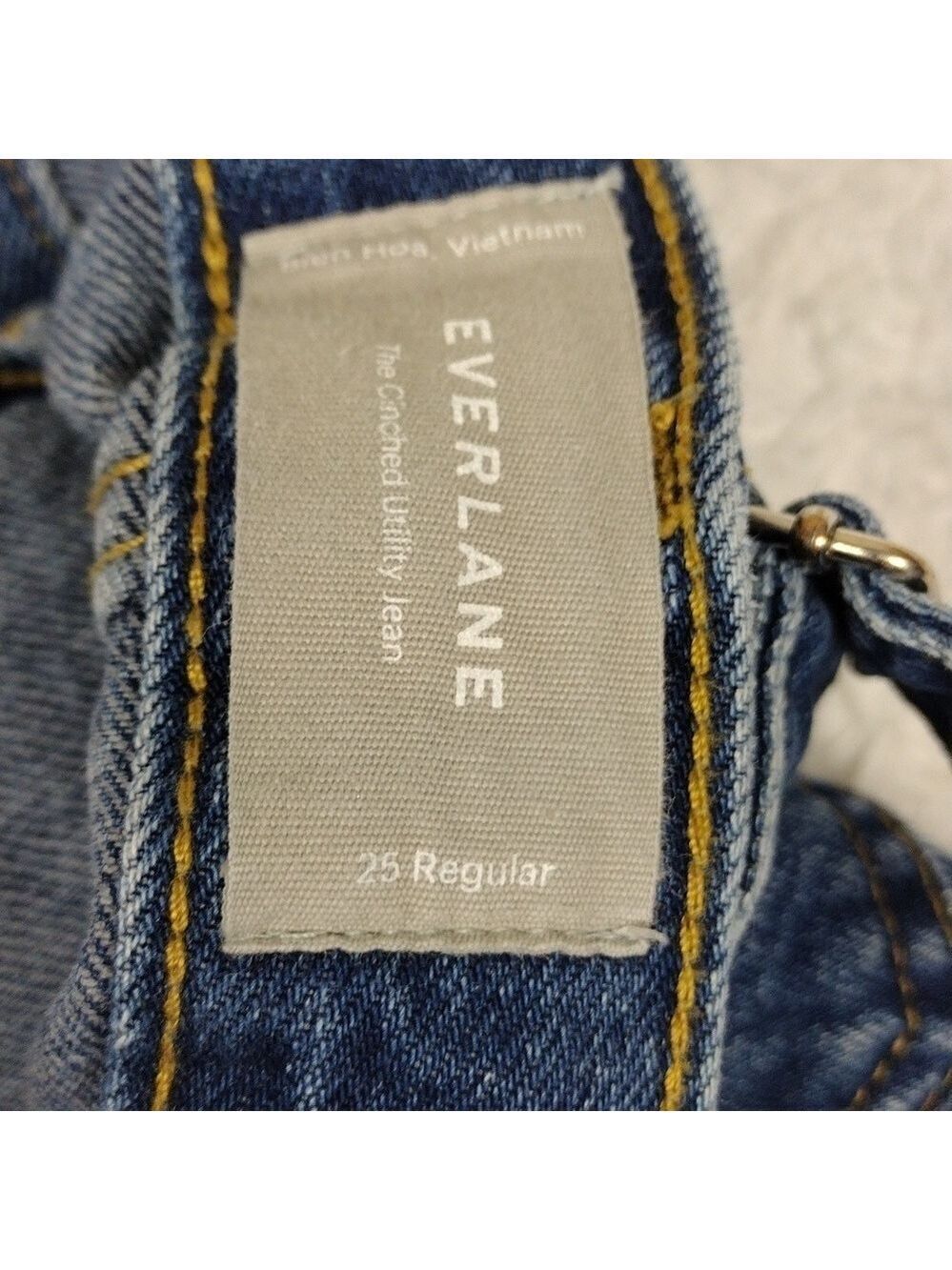 Everlane Cinched Utility Jean Blue Medium Wash High Rise Straight Leg Jean - Picture 7 of 15
